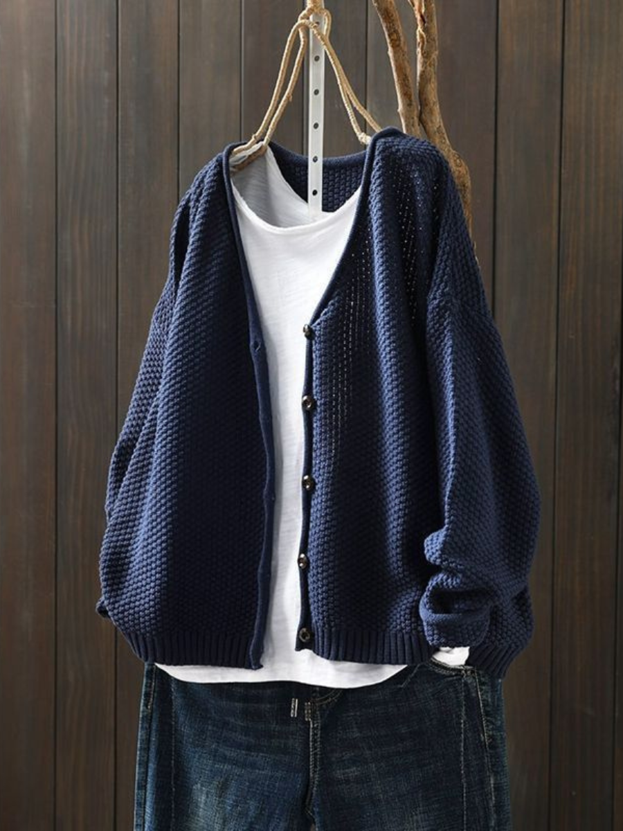 Gwyneth | Button-Front Knit Red Cardigan