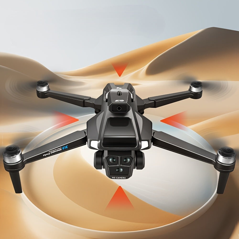 Camera Drone Quadcopter with Triple Lens Remote Control Obstacle Avoidance and Foldable Design