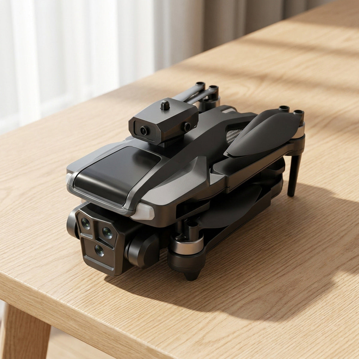 Camera Drone Quadcopter with Triple Lens Remote Control Obstacle Avoidance and Foldable Design