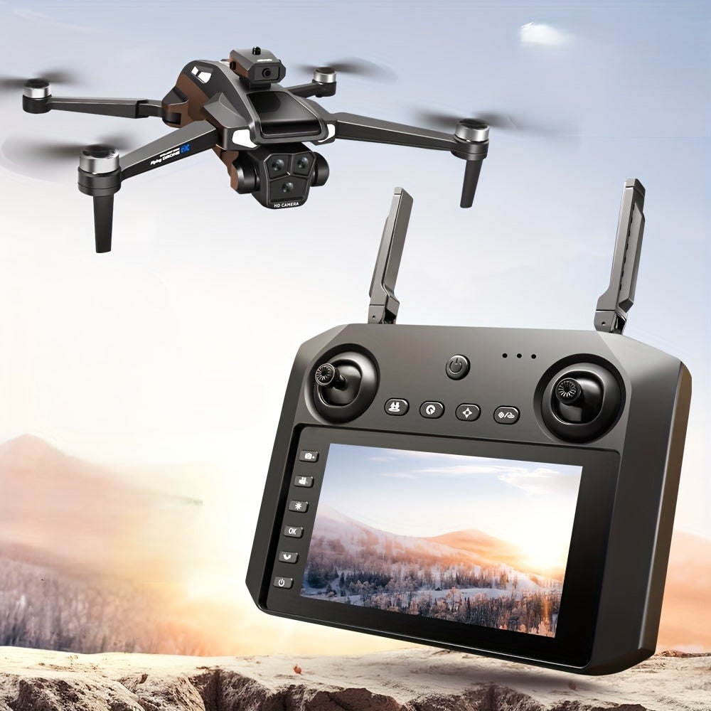 Camera Drone Quadcopter with Triple Lens Remote Control Obstacle Avoidance and Foldable Design
