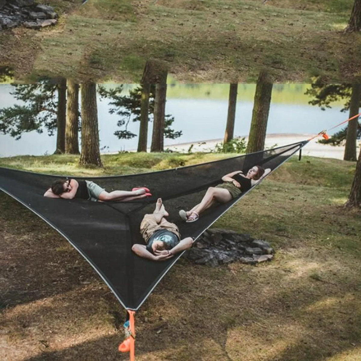 Camping Hammock | 3-Point Anchoring & Polyester Mesh | Multi-Person