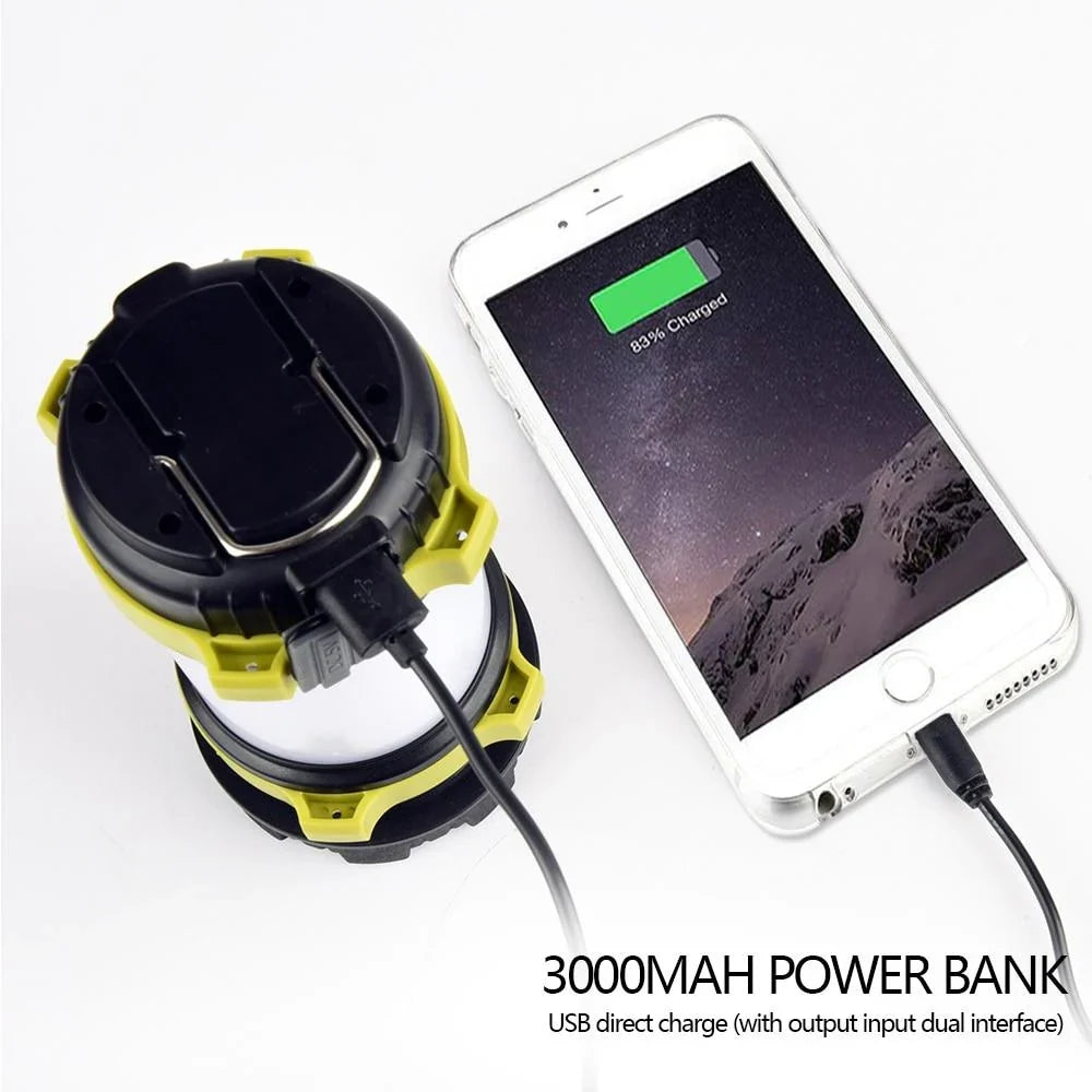 Camping Lantern | USB Rechargeable & Power Bank | Dimmable 360° Light & Red Warning