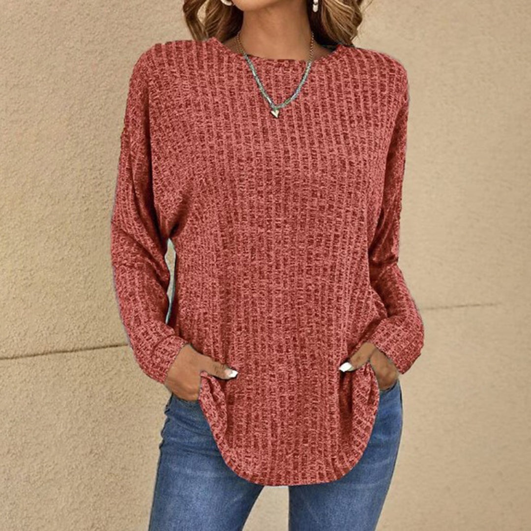 Cassidy | Women's Waffle Knit Sweater Long Sleeve Crew Neck