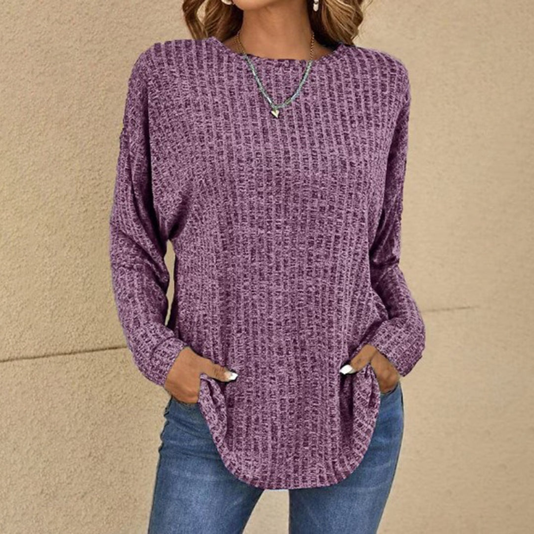Cassidy | Women's Waffle Knit Sweater Long Sleeve Crew Neck