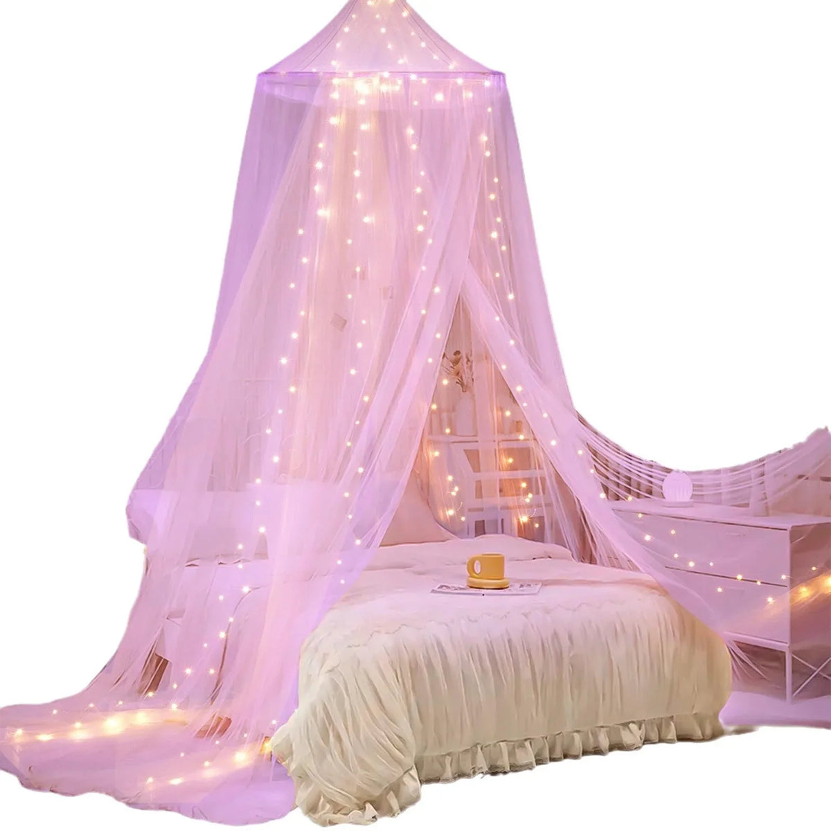 Canopy Bed Tent | Integrated LED Lights & Bug-Protection Mesh