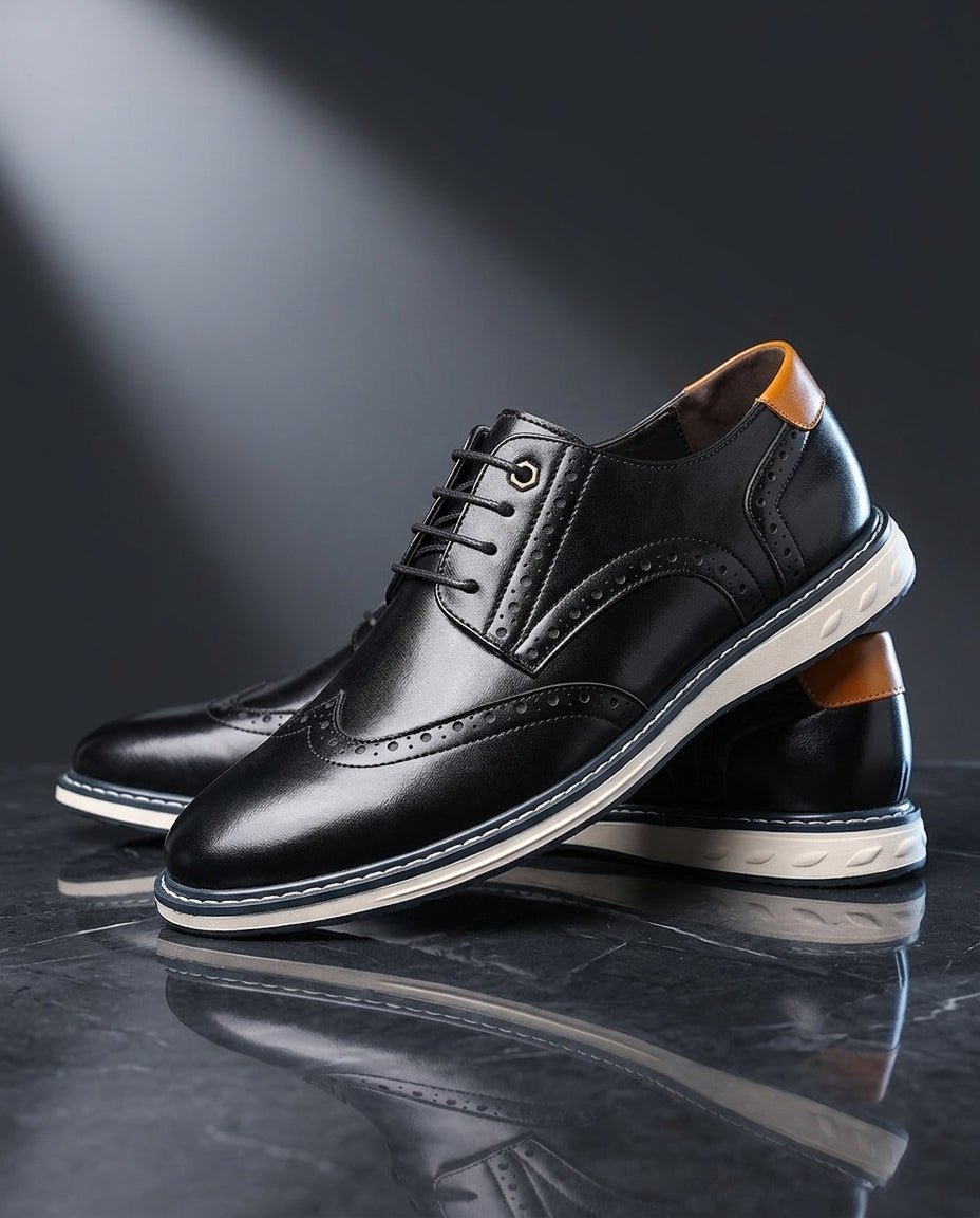 Harrison Comfortable Leather Perforated Dress Sneakers