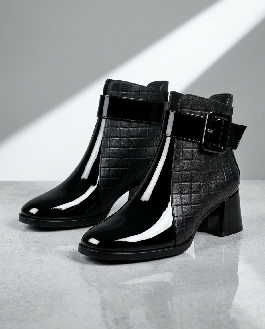 Genevieve Women's Quilted Buckle Ankle Boots