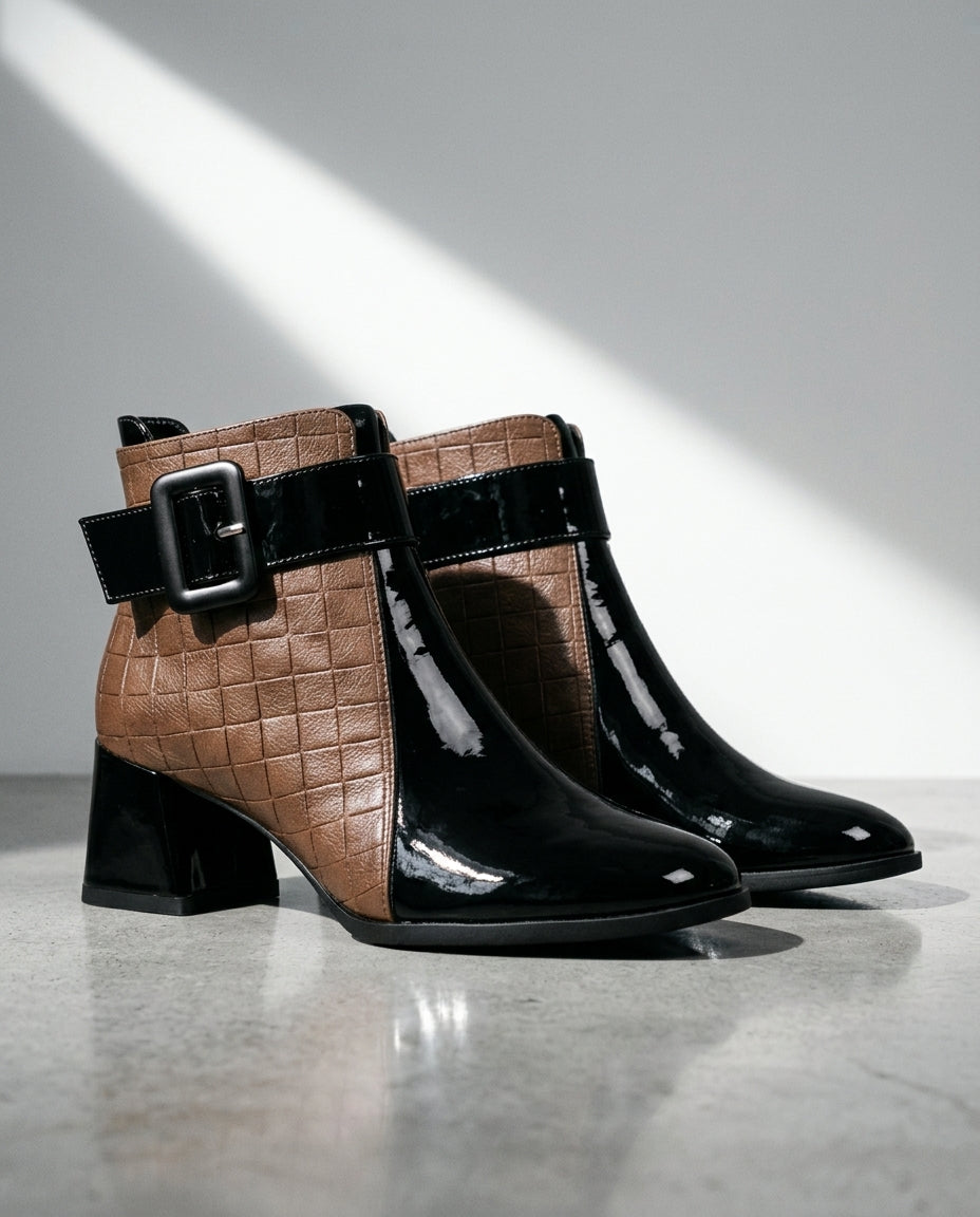 Genevieve Women's Quilted Buckle Ankle Boots
