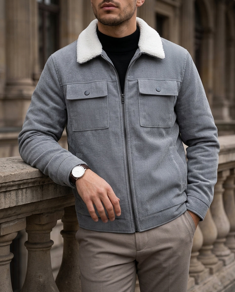 Bennett Men's Corduroy Sherpa Collar Zip Jacket