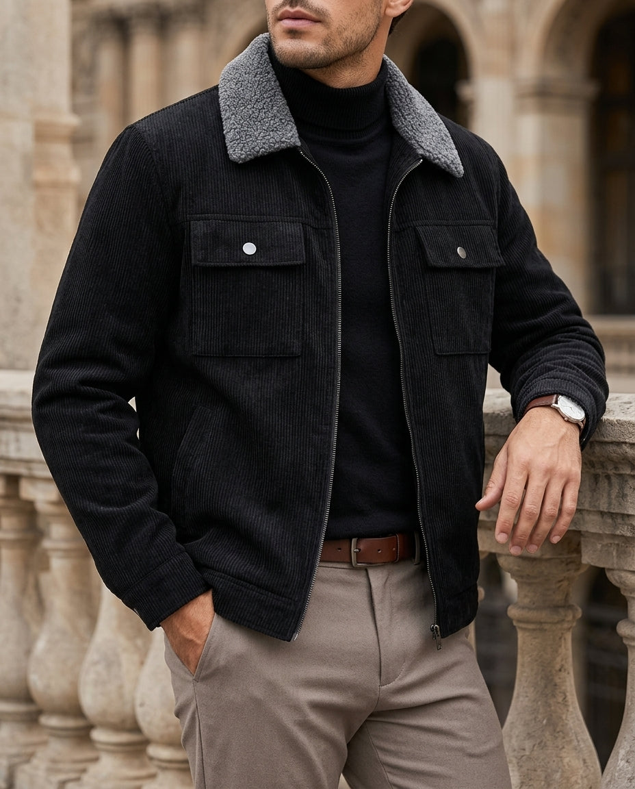 Bennett Men's Corduroy Sherpa Collar Zip Jacket