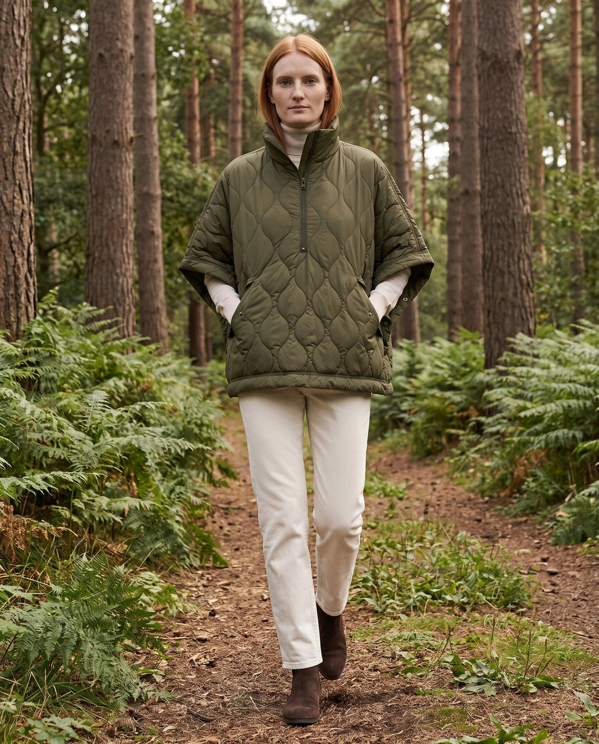 Quilted Cape Gilet with Half-Zip