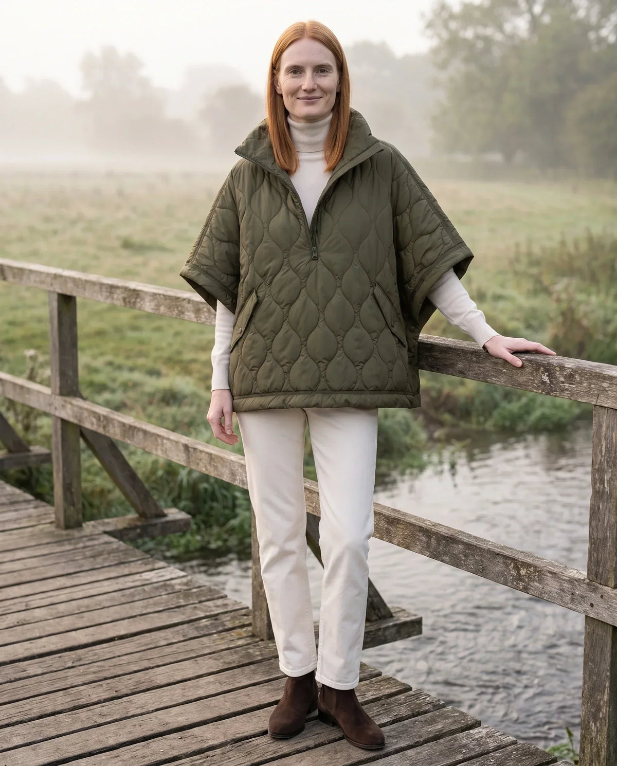 Quilted Cape Gilet with Half-Zip