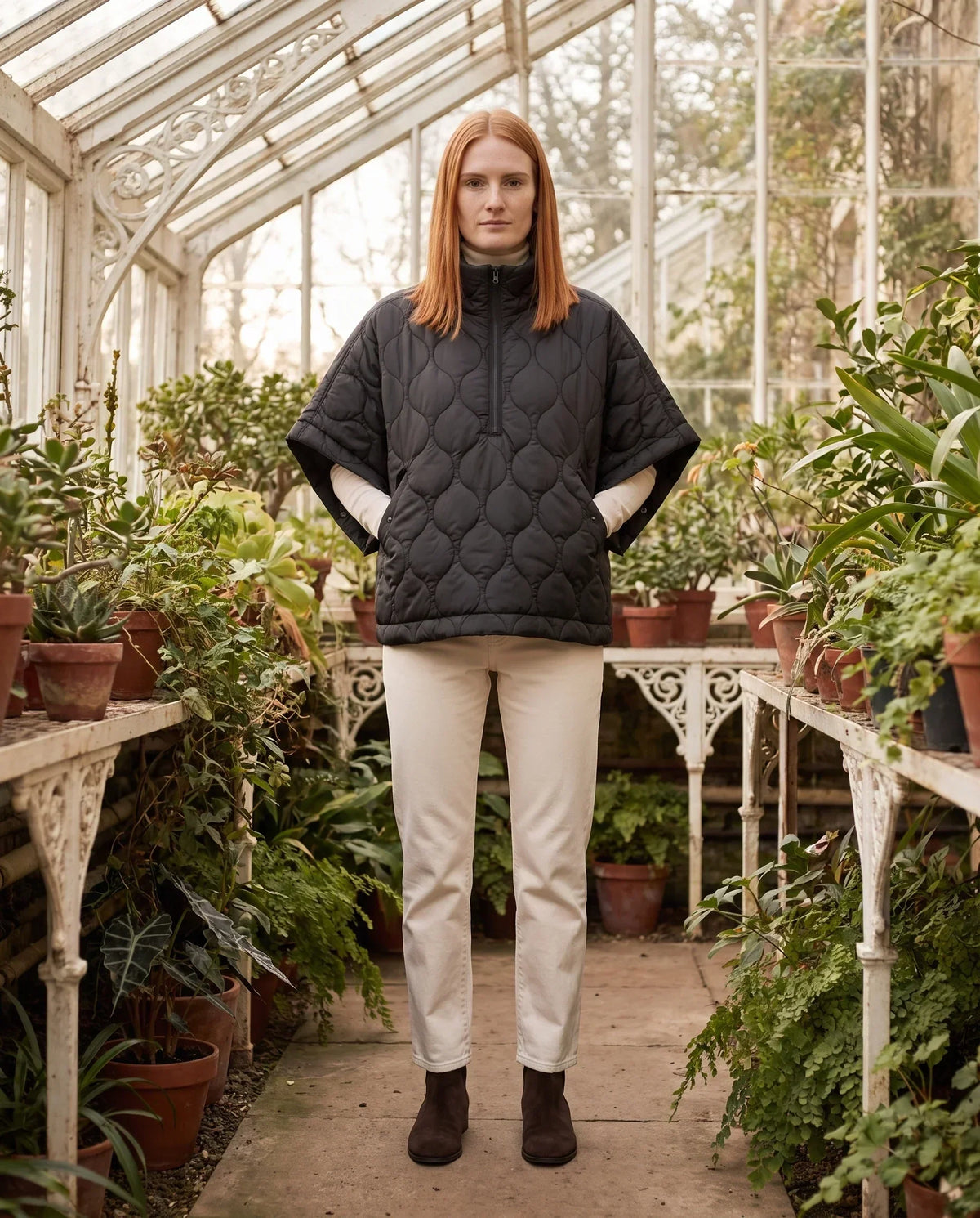 Quilted Cape Gilet with Half-Zip