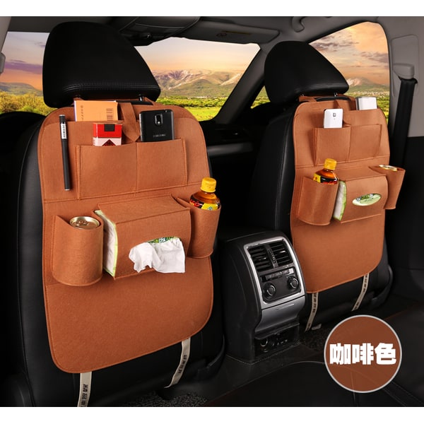 Car Seat Organizer with Tissue Holder and Bottle Pockets Wool Felt Backseat Storage