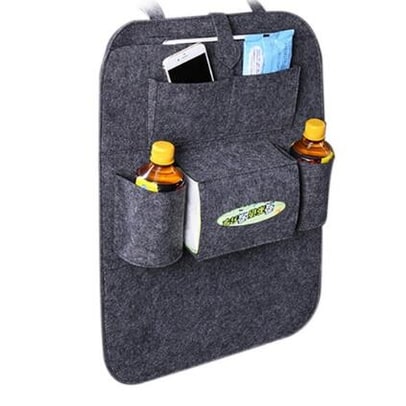 Car Seat Organizer with Tissue Holder and Bottle Pockets Wool Felt Backseat Storage