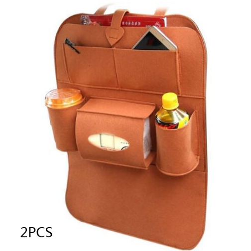 Car Seat Organizer with Tissue Holder and Bottle Pockets Wool Felt Backseat Storage