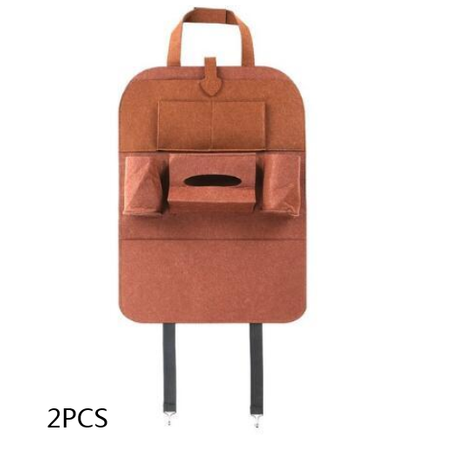 Car Seat Organizer with Tissue Holder and Bottle Pockets Wool Felt Backseat Storage