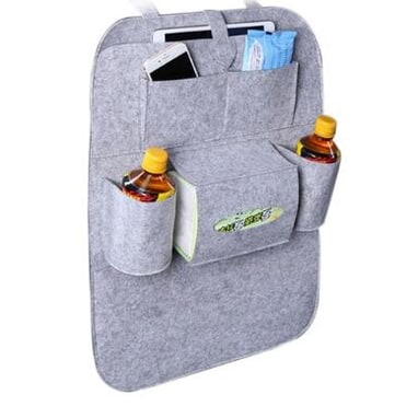 Car Seat Organizer with Tissue Holder and Bottle Pockets Wool Felt Backseat Storage