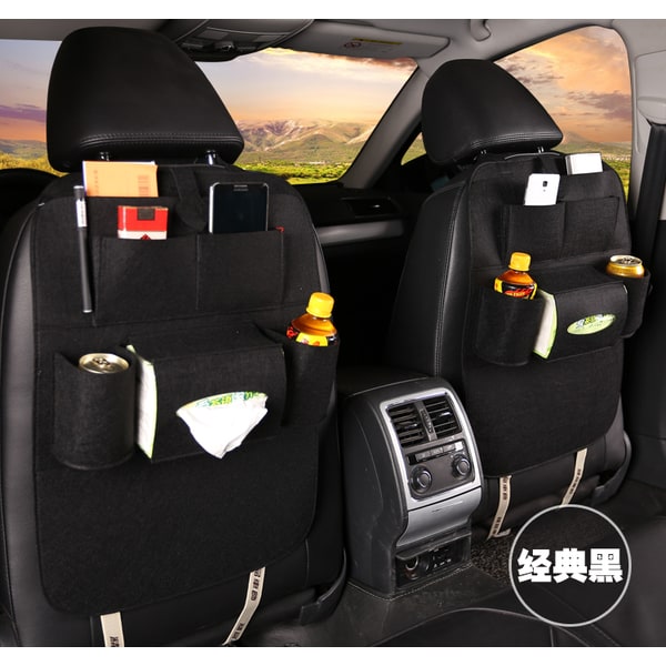 Car Seat Organizer with Tissue Holder and Bottle Pockets Wool Felt Backseat Storage