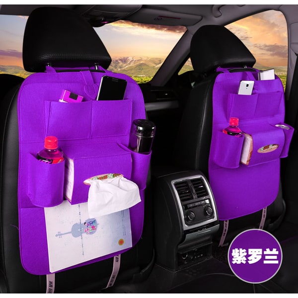Car Seat Organizer with Tissue Holder and Bottle Pockets Wool Felt Backseat Storage