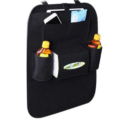 Car Seat Organizer with Tissue Holder and Bottle Pockets Wool Felt Backseat Storage