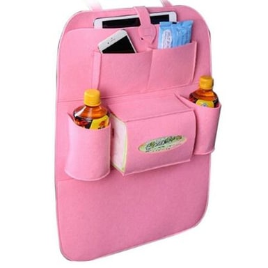 Car Seat Organizer with Tissue Holder and Bottle Pockets Wool Felt Backseat Storage