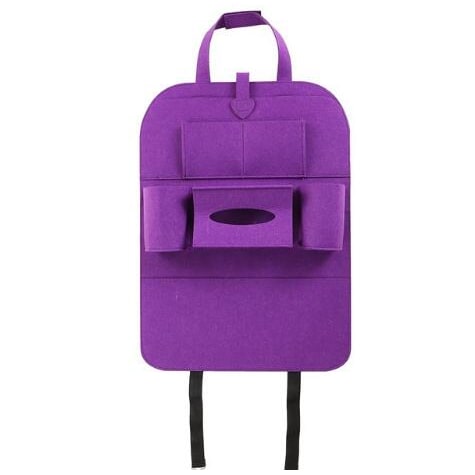Car Seat Organizer with Tissue Holder and Bottle Pockets Wool Felt Backseat Storage