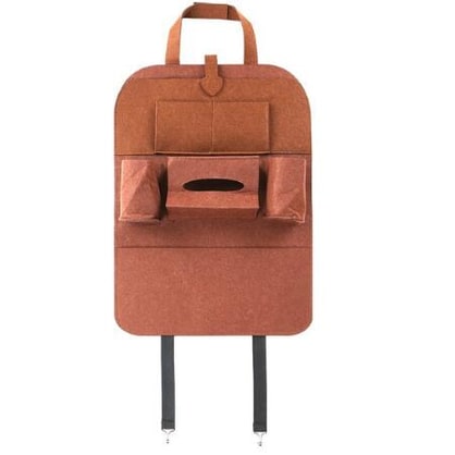 Car Seat Organizer with Tissue Holder and Bottle Pockets Wool Felt Backseat Storage