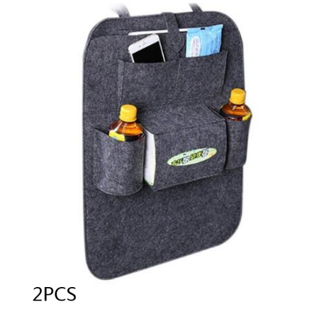 Car Seat Organizer with Tissue Holder and Bottle Pockets Wool Felt Backseat Storage