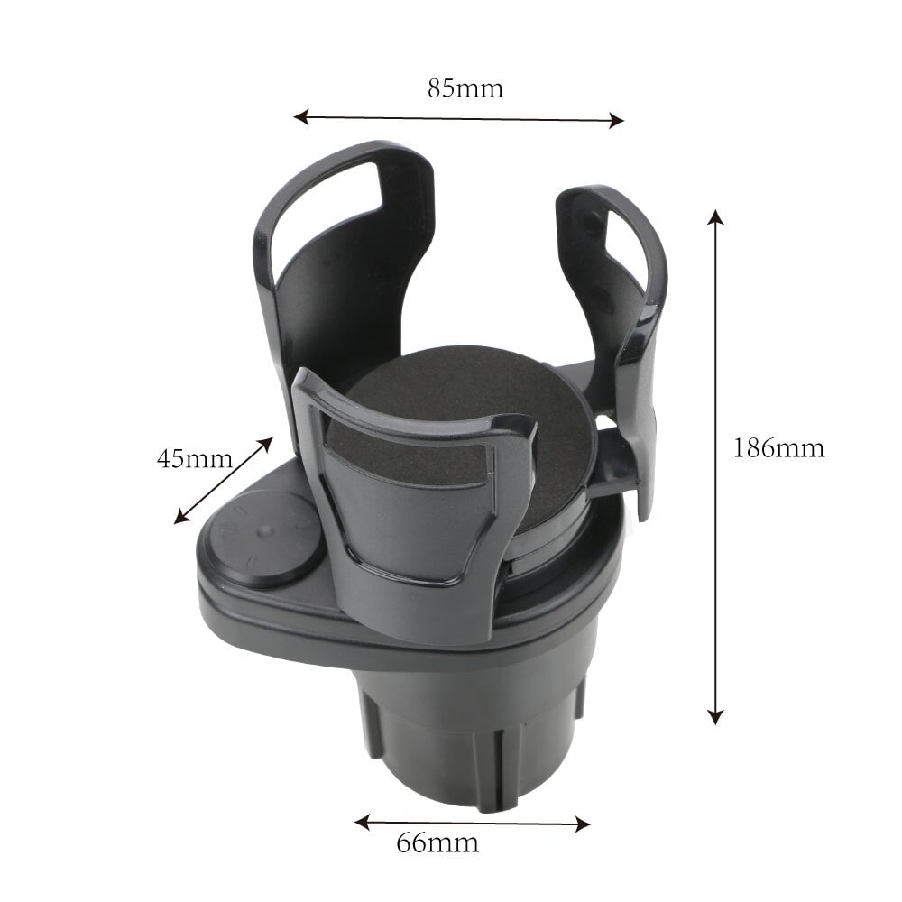 Car Cup Holder Expander with Rotating Adjustable Arms and Console Organizer Insert