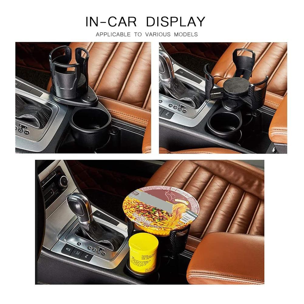 Car Cup Holder Expander with Rotating Adjustable Arms and Console Organizer Insert