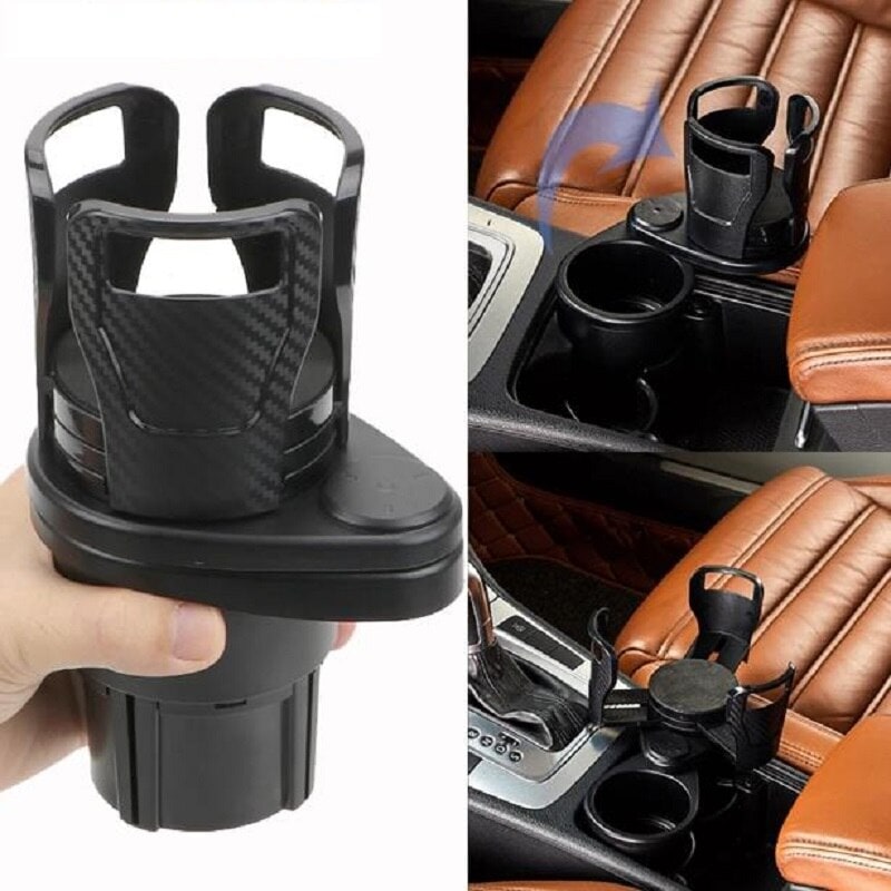 Car Cup Holder Expander with Rotating Adjustable Dual for Auto and Vehicle And Phone
