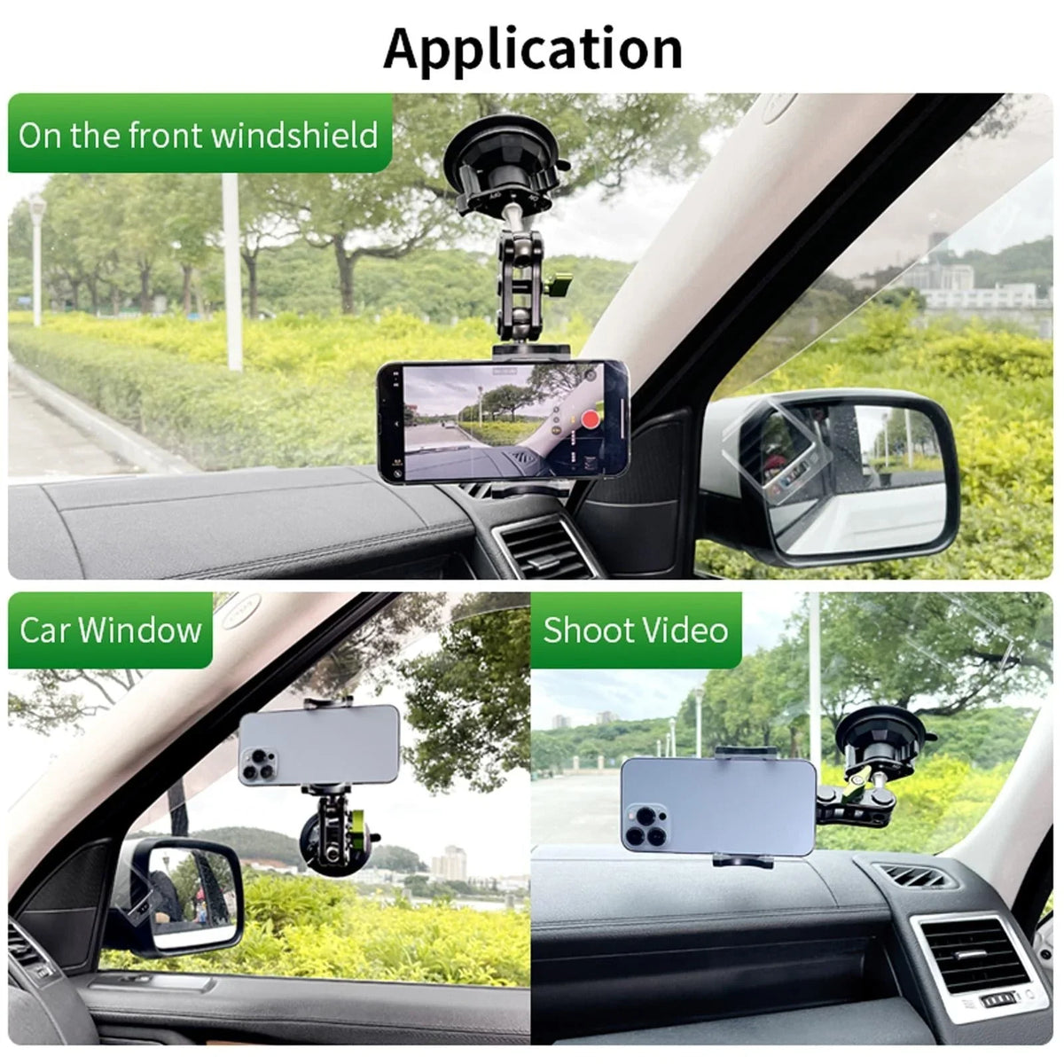 Car Phone Holder | Strong Suction & 960° Rotation | Hidden Rearview Mount