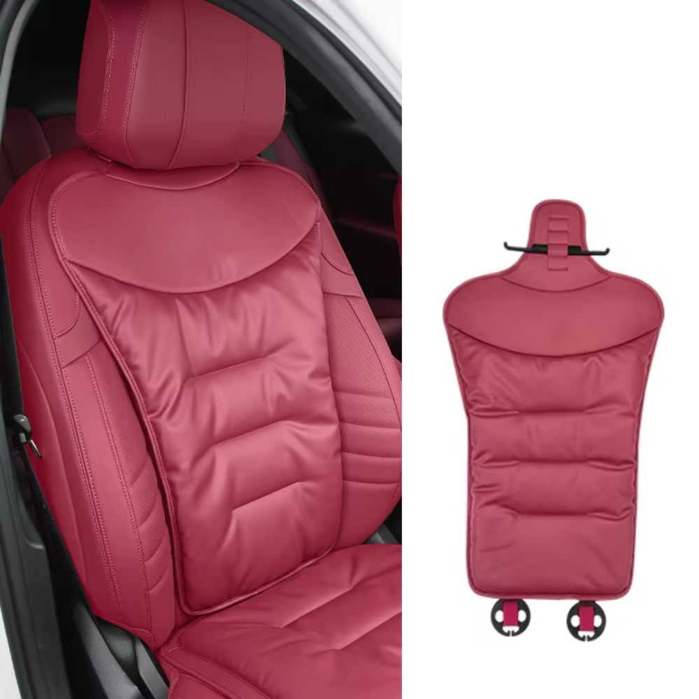 Car Seat Cushion with Lumbar Support and Ergonomic Back Padded Faux Leather