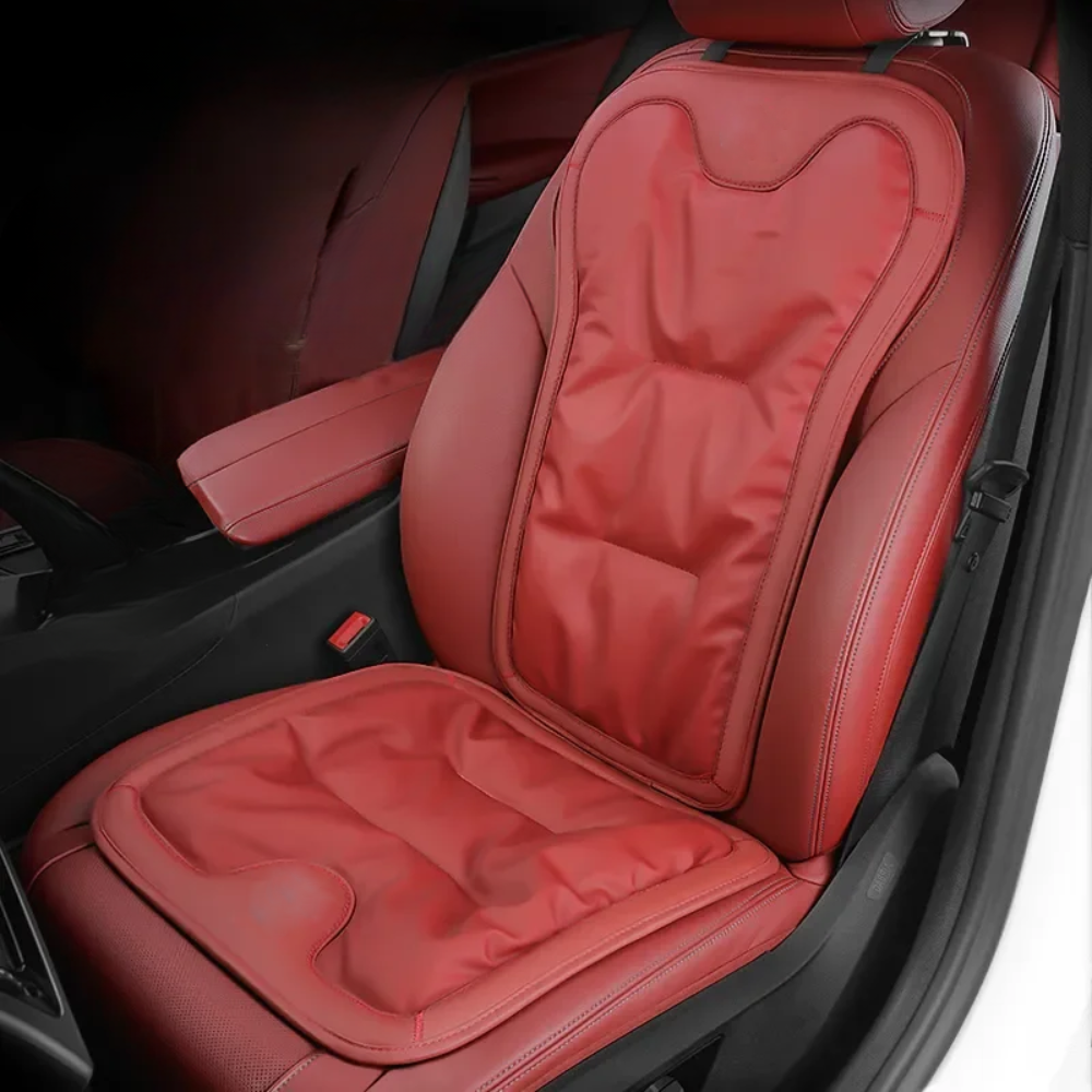 Car Seat Cushion with Lumbar Support and Ergonomic Back Padded Faux Leather