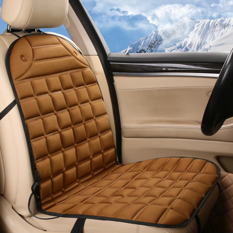 Car Seat Heated Cushion with Ergonomic Quilted Design and 12v Adapter Outdoor Patio