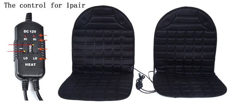 Car Seat Heated Cushion with Ergonomic Quilted Design and 12v Adapter Outdoor Patio