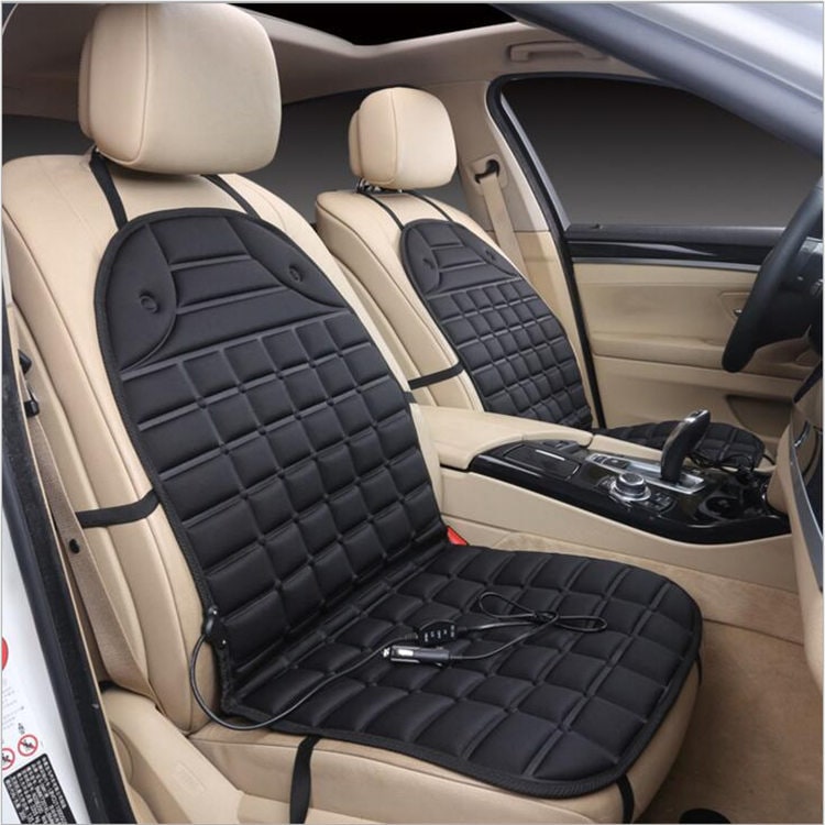 Car Seat Heated Cushion with Ergonomic Quilted Design and 12v Adapter Outdoor Patio
