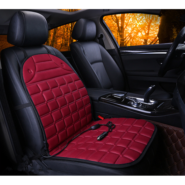 Car Seat Heated Cushion with Ergonomic Quilted Design and 12v Adapter Outdoor Patio