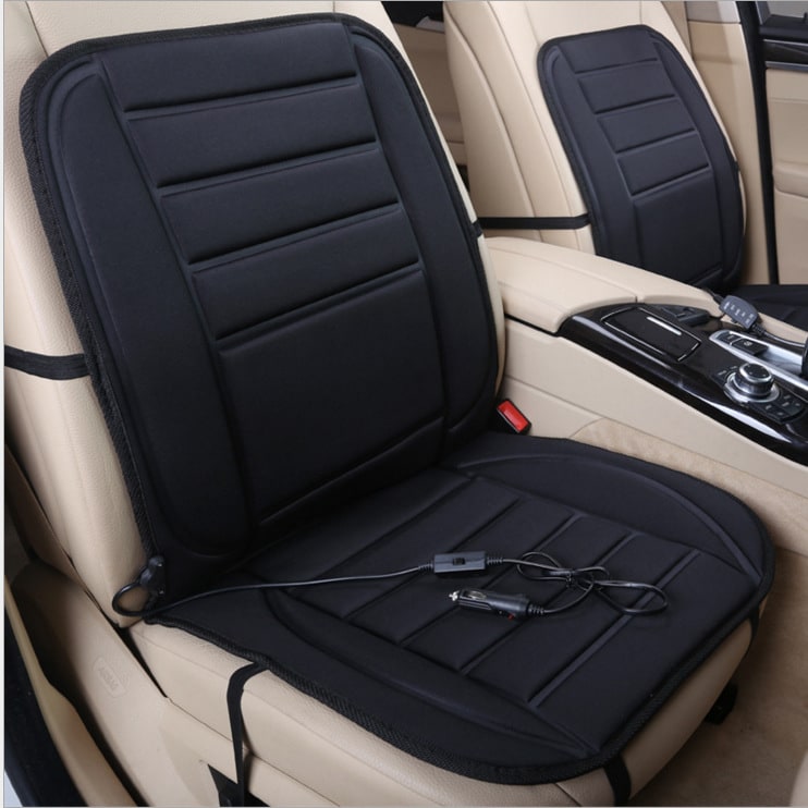 Car Seat Heated Cushion with Ergonomic Quilted Design and 12v Adapter Outdoor Patio