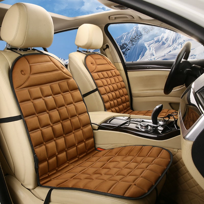 Car Seat Heated Cushion with Ergonomic Quilted Design and 12v Adapter Outdoor Patio