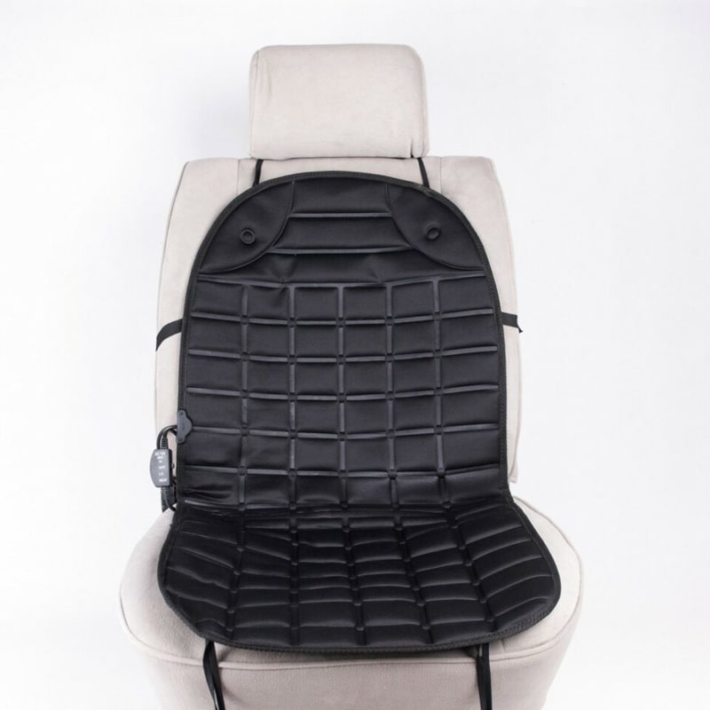 Car Seat Heated Cushion with Ergonomic Quilted Design and 12v Adapter Outdoor Patio