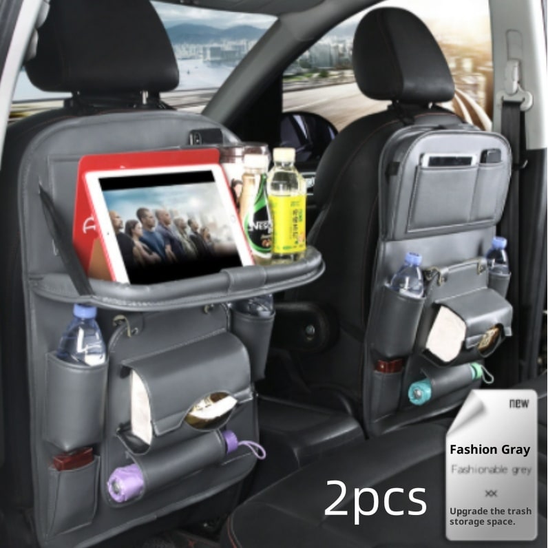 Car Seat Organizer and Crevice Filler with Back Storage Bag and Fold-Down Tray Bench