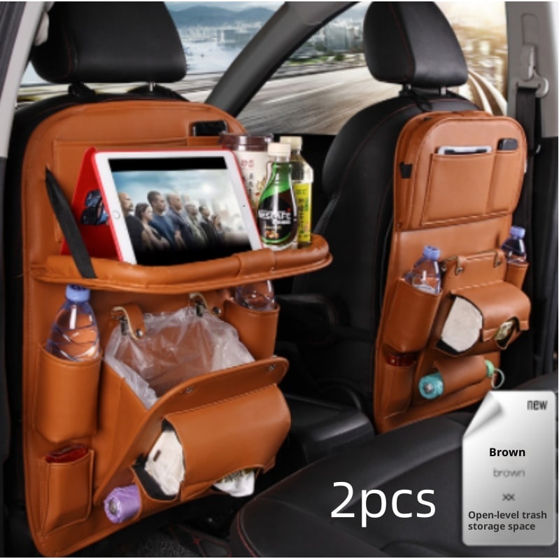 Car Seat Organizer and Crevice Filler with Back Storage Bag and Fold-Down Tray Bench