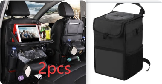 Car Seat Organizer and Crevice Filler with Fold-Down Tray and Storage Pockets