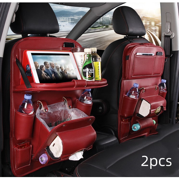 Car Seat Organizer and Crevice Filler with Fold-Down Tray and Storage Pockets