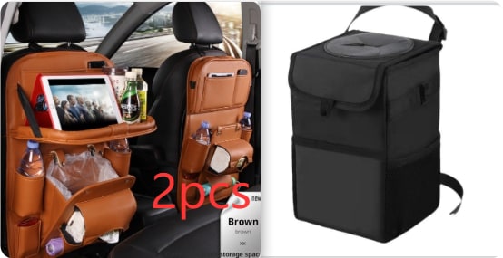 Car Seat Organizer and Crevice Filler with Fold-Down Tray and Storage Pockets