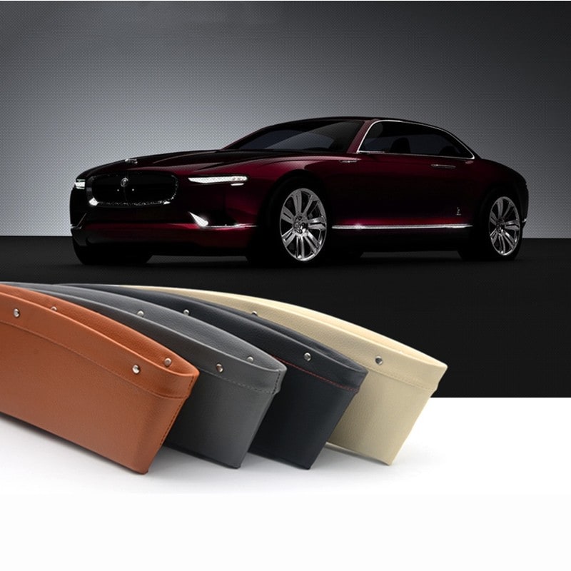 Car Trunk and Seat Gap Organizer with Center Console Storage and Faux Leather Construction