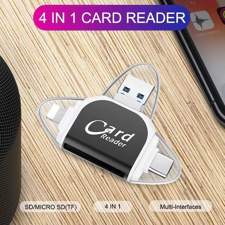 Card Reader | 4-in-1 Multi-Interface & USB 3.0 | Slim Keychain