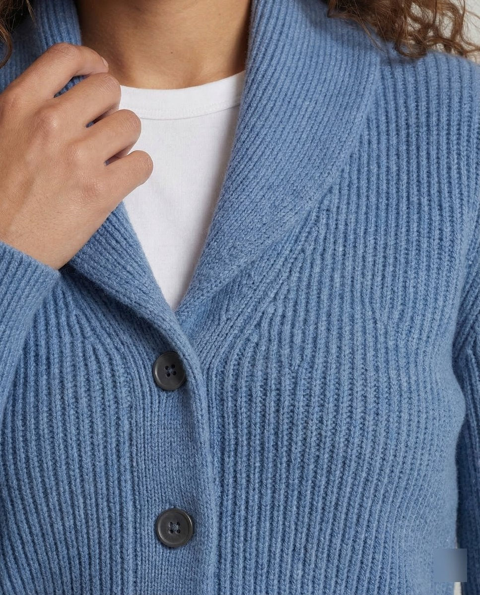 Mia | Women's Knit Cardigan Sweater Lapel Collar Button Front Long Sleeve